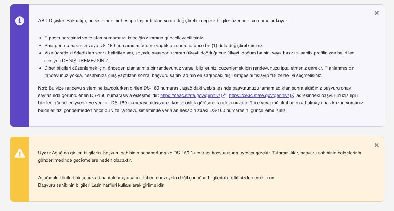 DS-160 Formu Değiştirme Uyarıları