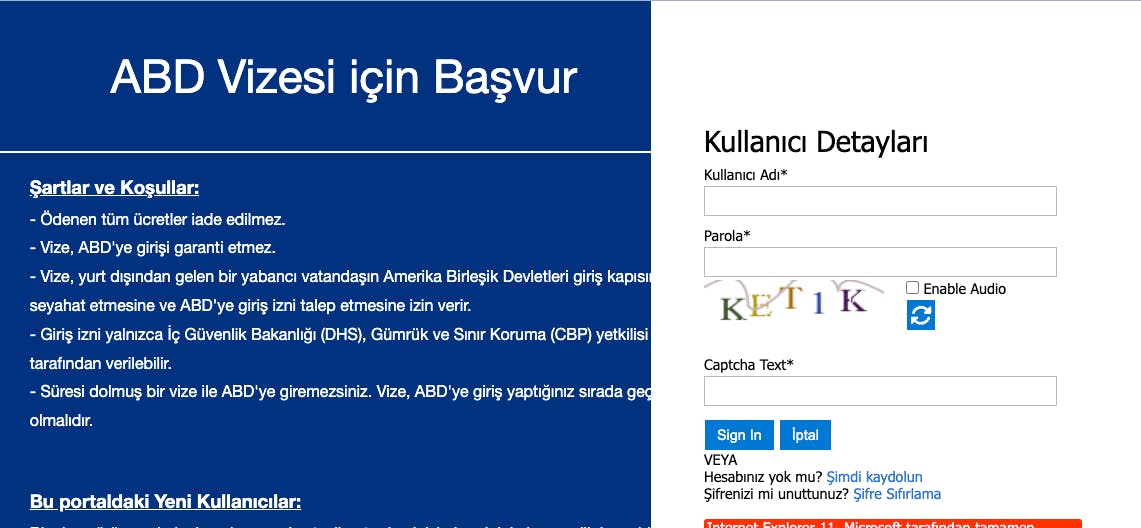 Amerika Vizesi Randevusu Sistemi Yeni Giriş